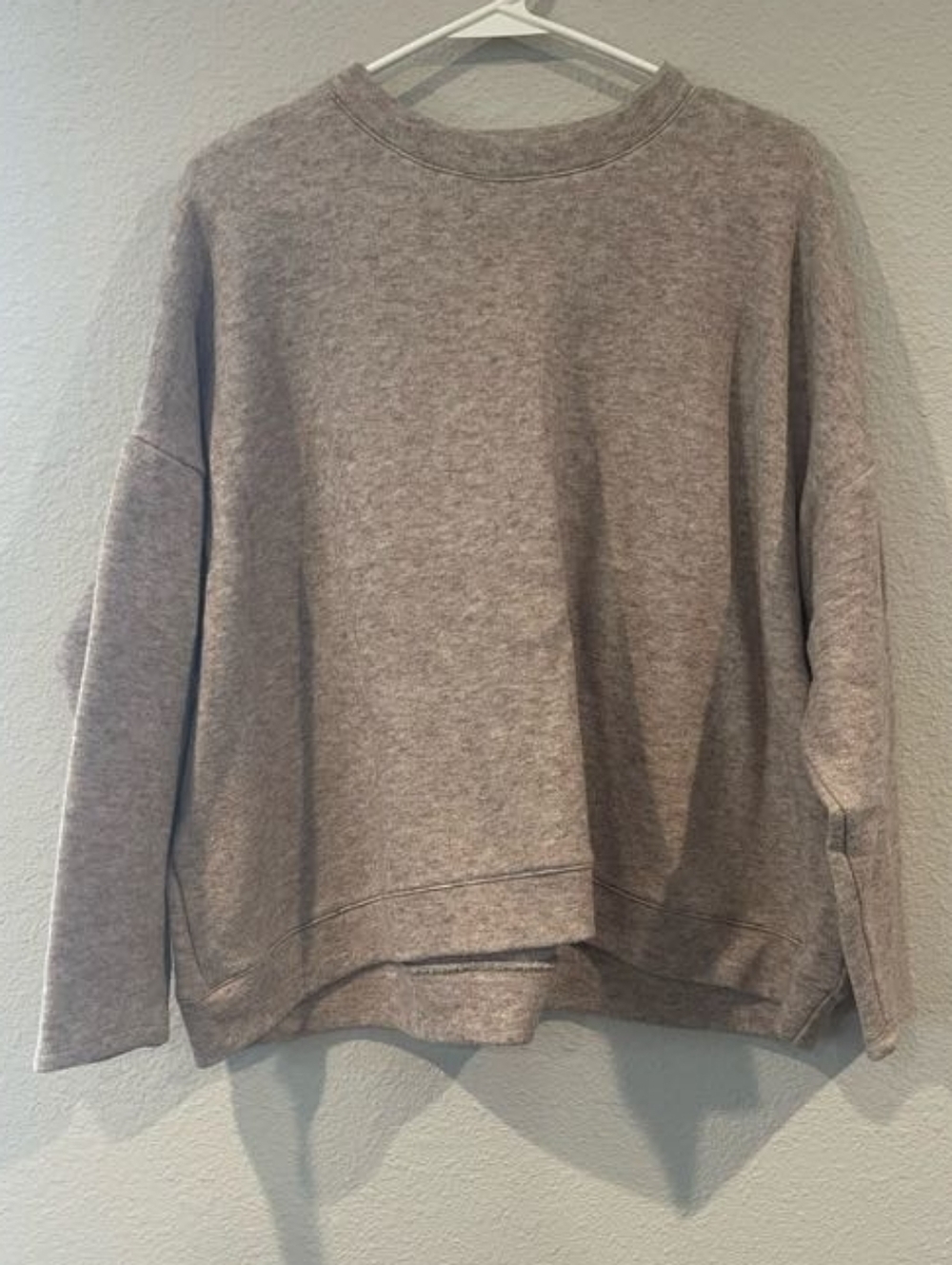 NLT Womens Comfy Heathered Blush Oversize 3/4 Sleeve Crewneck Sweater Size Large